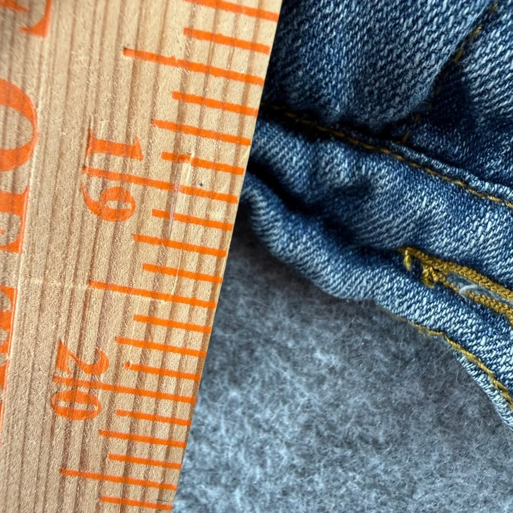 dELiA*s Denim Jacket Womens L Blue Patchwork Distressed Trucker Jean Jacket - Picture 16 of 16